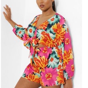 Tropical Plus Size Romper Shorts 18